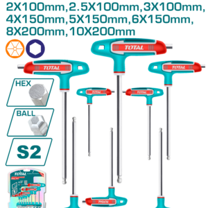 Total 8 Pcs T-handle ball point hex wrench set
